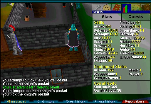 Pickpocketing Knight